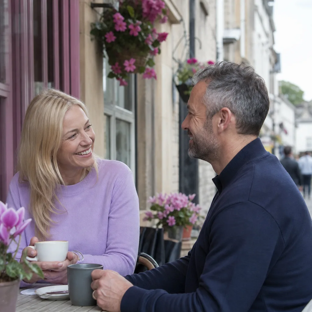 A busy daytime café overlooking West Bay in Dorset